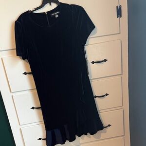 Karl Lagerfeld Navy Velvet Ruffle Dress